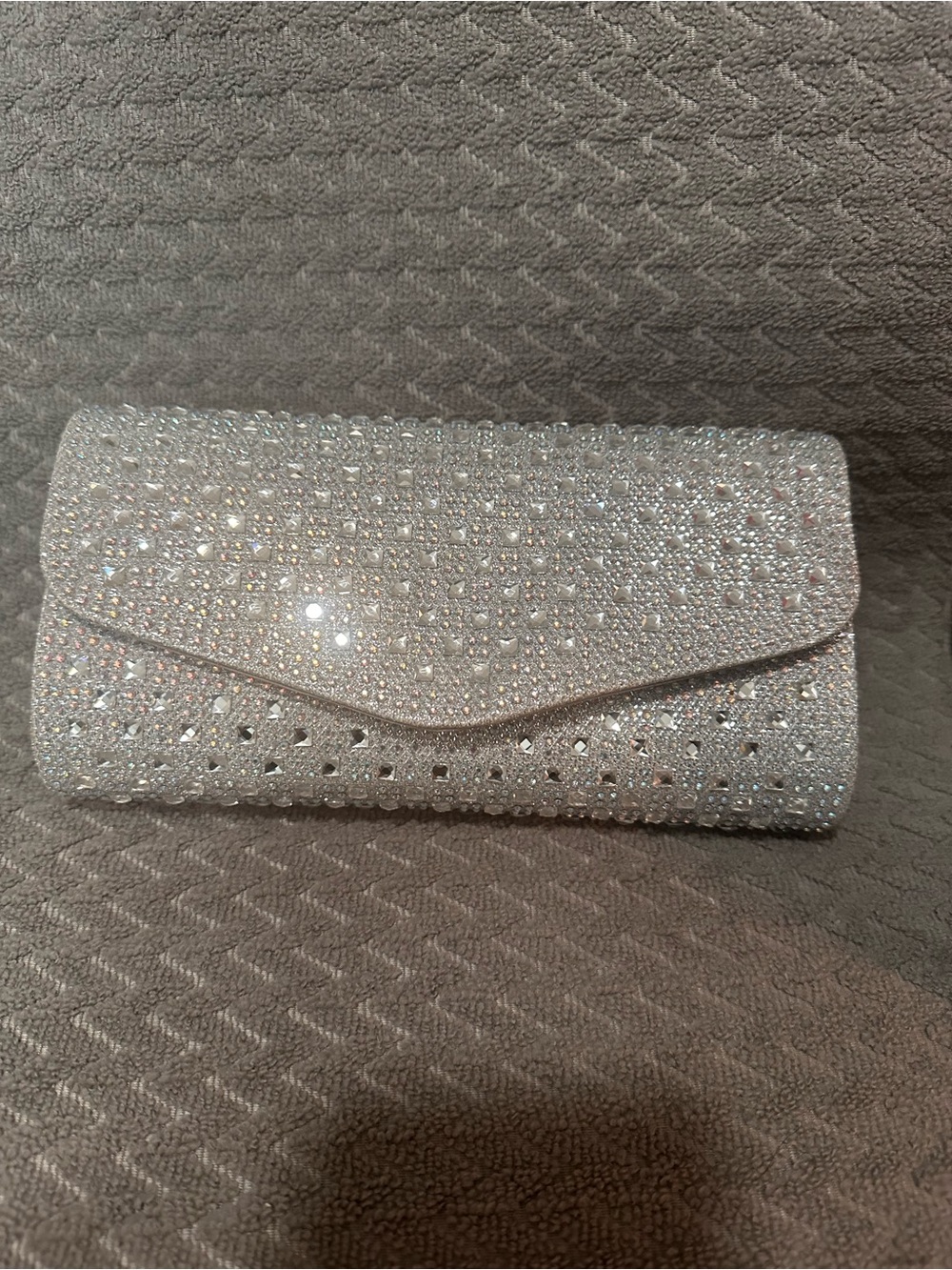 Crystal-Studded Silver Evening Clutch